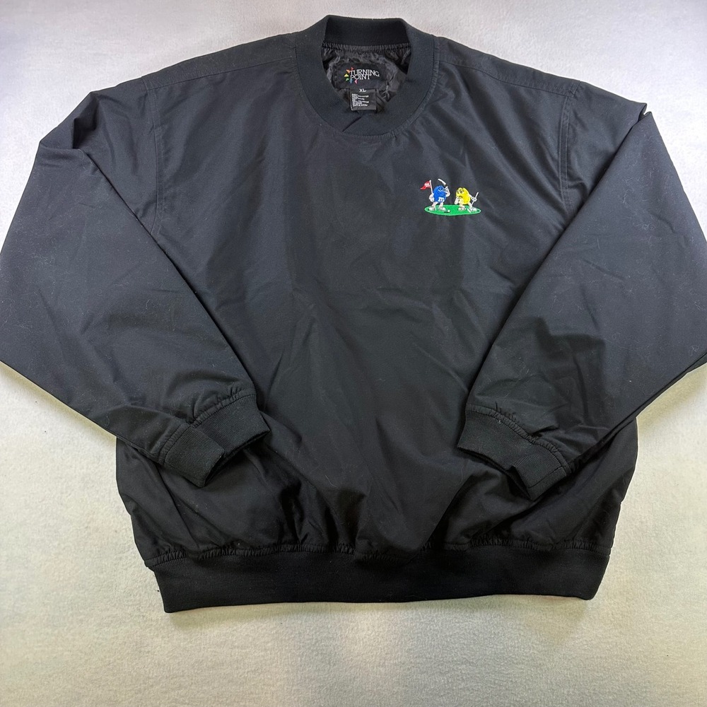 Turning Point Mens XL Black M&Ms Golf Pullover Windbreaker Jacket Embroidered